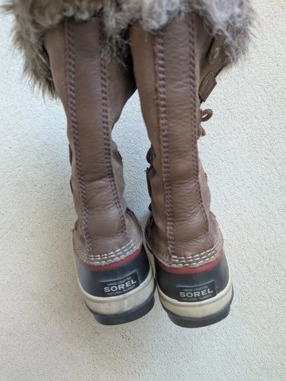 Sorel Boots 8 Joan Of Arctic Brown Camel Suede Waterproof Faux Fur Tall Snow